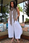 Sandbar Linen Blend Barrel Culotte Pant White
